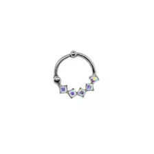 Silvertone CZ Aurora Borealis Effect Cartilage Ring - 16 Gauge at Spencer's
