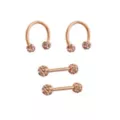 Multi-Pack Rose Goldtone Pave Nipple Barbells and Horseshoe Rings 2 Pair - 14 Gauge at Spencer's