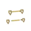 CZ Heart Goldtone Nipple Barbells - 14 Gauge at Spencer's