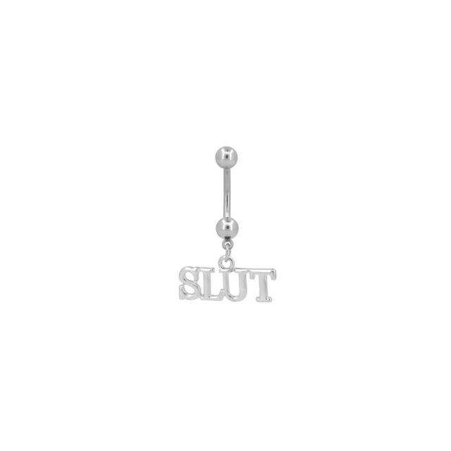 Slut Dangle Belly Ring - 14 Gauge