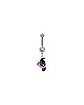 CZ Crow Floral Charm Belly Ring - 14 Gauge