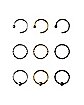 Multi-Pack Assorted Style Nose Rings 9 Pack - 20 Gauge