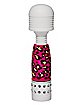 Mini Waterproof Diamond Wand Massager Pink Leopard Print Stripes - 5 Inch