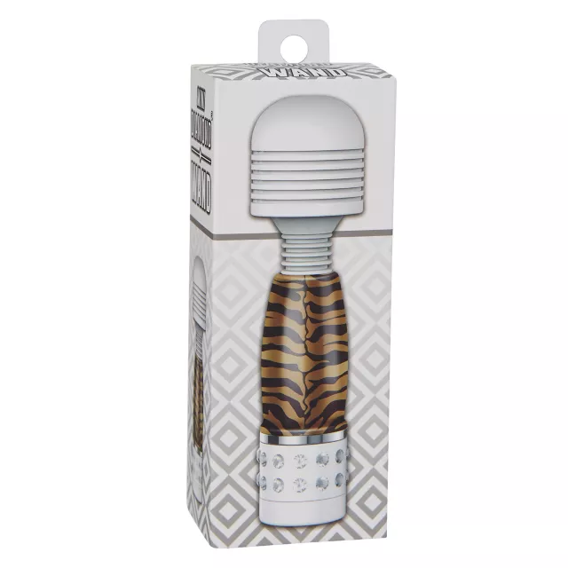 Mini Waterproof Diamond Wand Massager Orange Tiger Stripes - 4 Inch at Spencer's