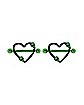 Black and Green Heart Nipple Barbells - 14 Gauge