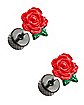 Red Rose Fake Plugs - 18 Gauge
