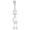 CZ Crescent Moon Dangle Belly Ring – 14 Gauge at Spencer's