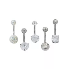 Multi-Pack CZ Ball Belly Rings 5 Pack – 14 Gauge at Spencer's
