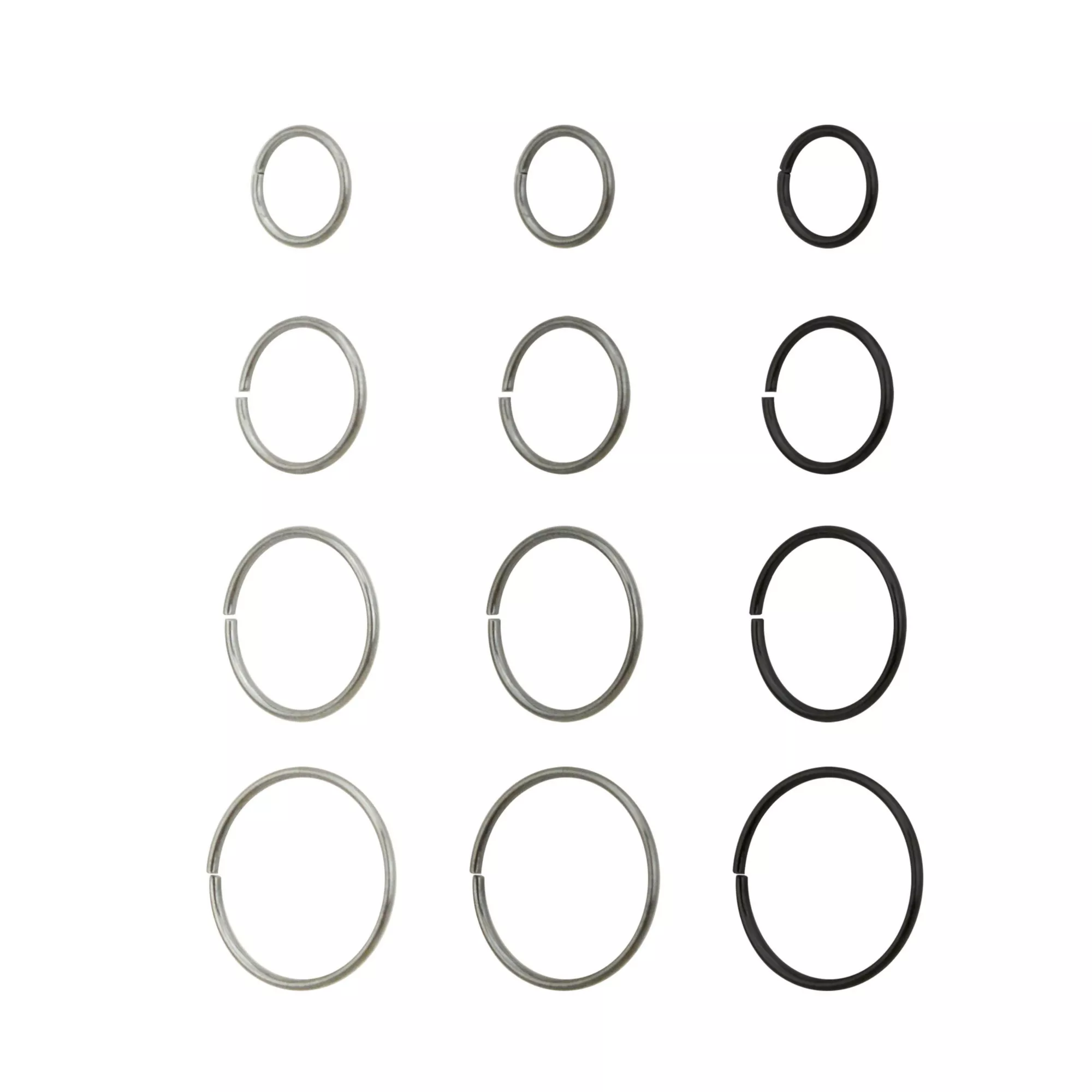 Multi-Pack Black and Silvertone Hoop Nose Rings 12 Pack - 20 Gauge at Spencer's