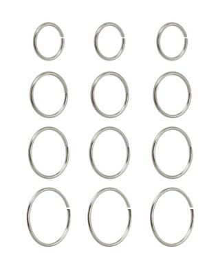 Multi-Pack Silvertone Hoop Nose Rings 12 Pack - 20 Gauge