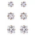 Multi-Pack Rose Goldtone CZ Square Stud Earrings 3 Pack – 20 Gauge at Spencer's