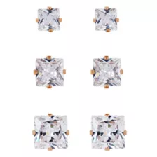 Multi-Pack Rose Goldtone CZ Square Stud Earrings 3 Pack – 20 Gauge at Spencer's