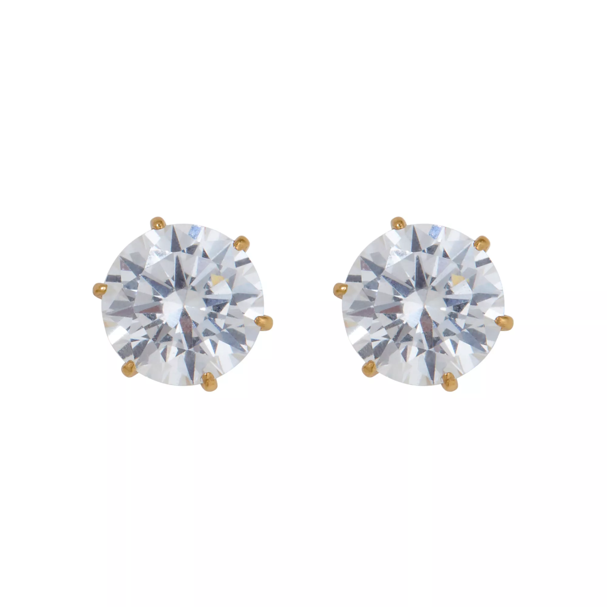 Round CZ Goldplated Stud Earrings – 20 Gauge at Spencer's