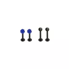 Multi-Pack CZ Labret Lip Rings - 16 Gauge at Spencer's
