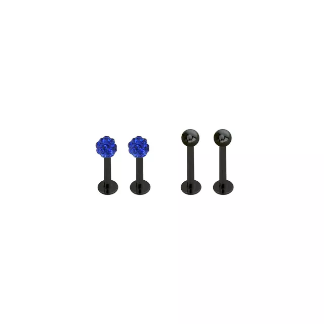 Multi-Pack CZ Labret Lip Rings - 16 Gauge at Spencer's
