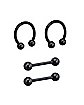 Multi-Pack Black Nipple Barbell and Ring - 14 Gauge