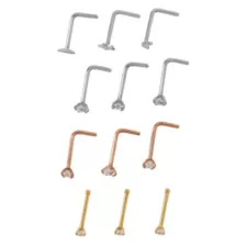 Multi-Pack Prong CZ Space Bone Nose Rings and L-Bend Nose Rings - 12 Pack at Spencer's