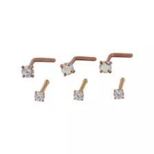 Multi-Pack Prong CZ Space Bone Nose Rings and L-Bend Nose Rings - 12 Pack at Spencer's