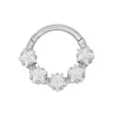 CZ Five Star Hinged Hoop Nose Ring - 16 Gauge at Spencer's