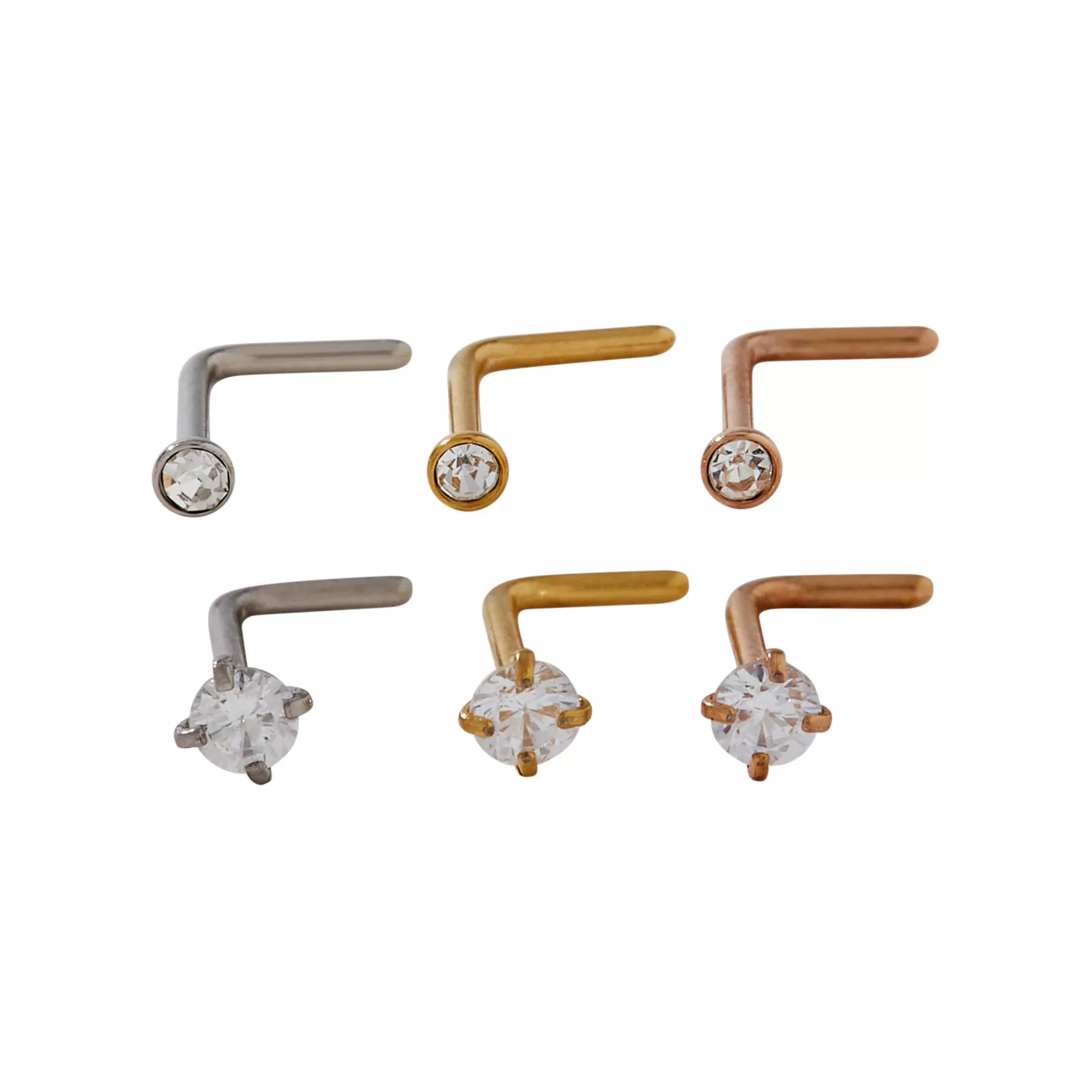 Multi-Pack CZ L-Bend and Screw Nose Rings 12 Pack at Spencer's