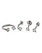 Multi-Pack CZ Labret, Eyebrow, and Cartilage Rings 4 Pack – 16 Gauge