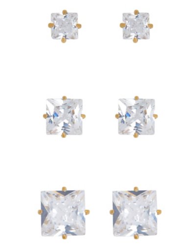 Multi-Pack Clear CZ Stud Earring 3 Pack  Gauge