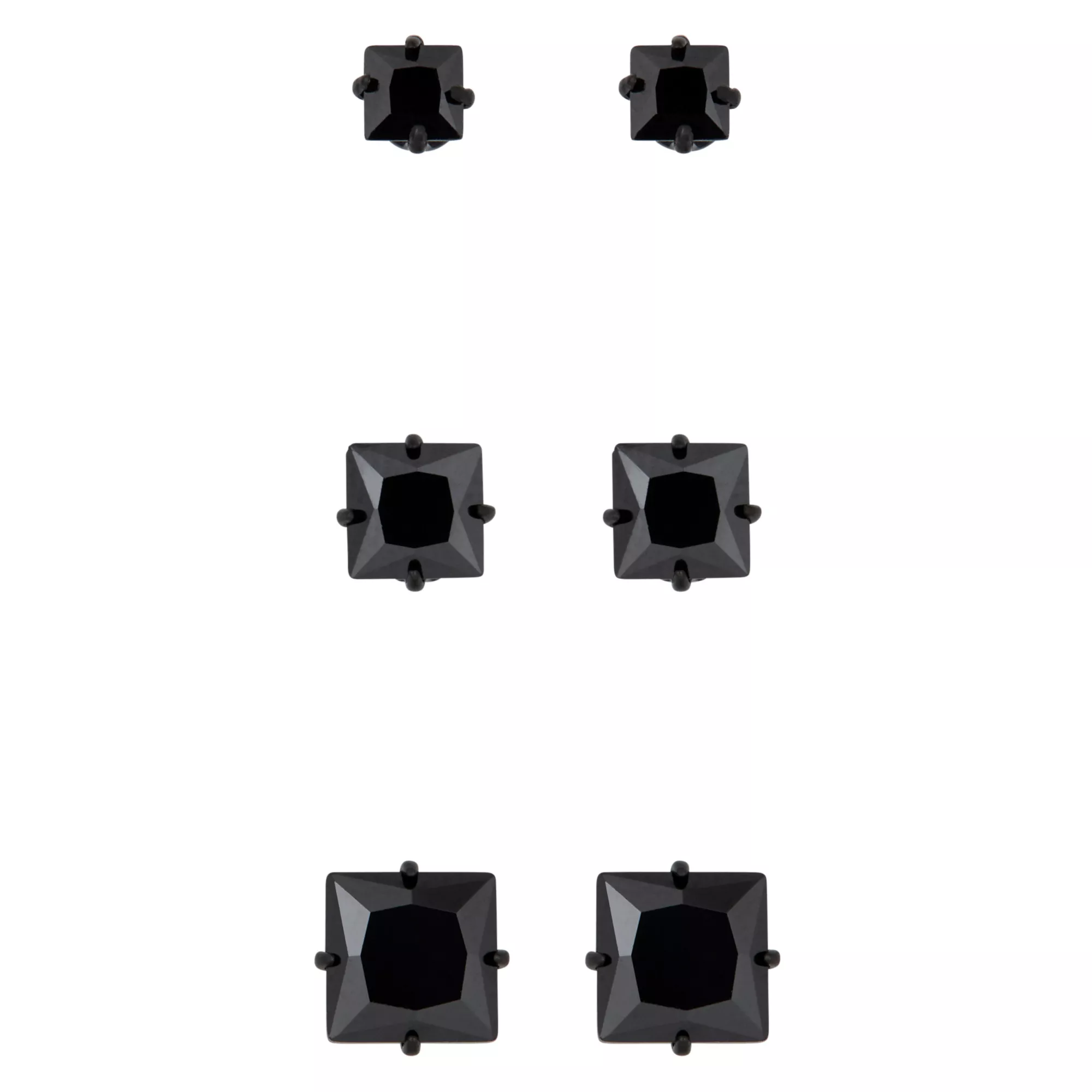 Multi-Pack Black CZ Titanium Stud Earrings 3 Pair – 20 Gauge at Spencer's
