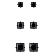 Multi-Pack Black CZ Titanium Stud Earrings 3 Pair – 20 Gauge at Spencer's