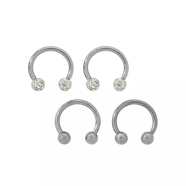 Multi-Pack CZ Horseshoe Rings 4 Pack – 16 Gauge at Spencer's