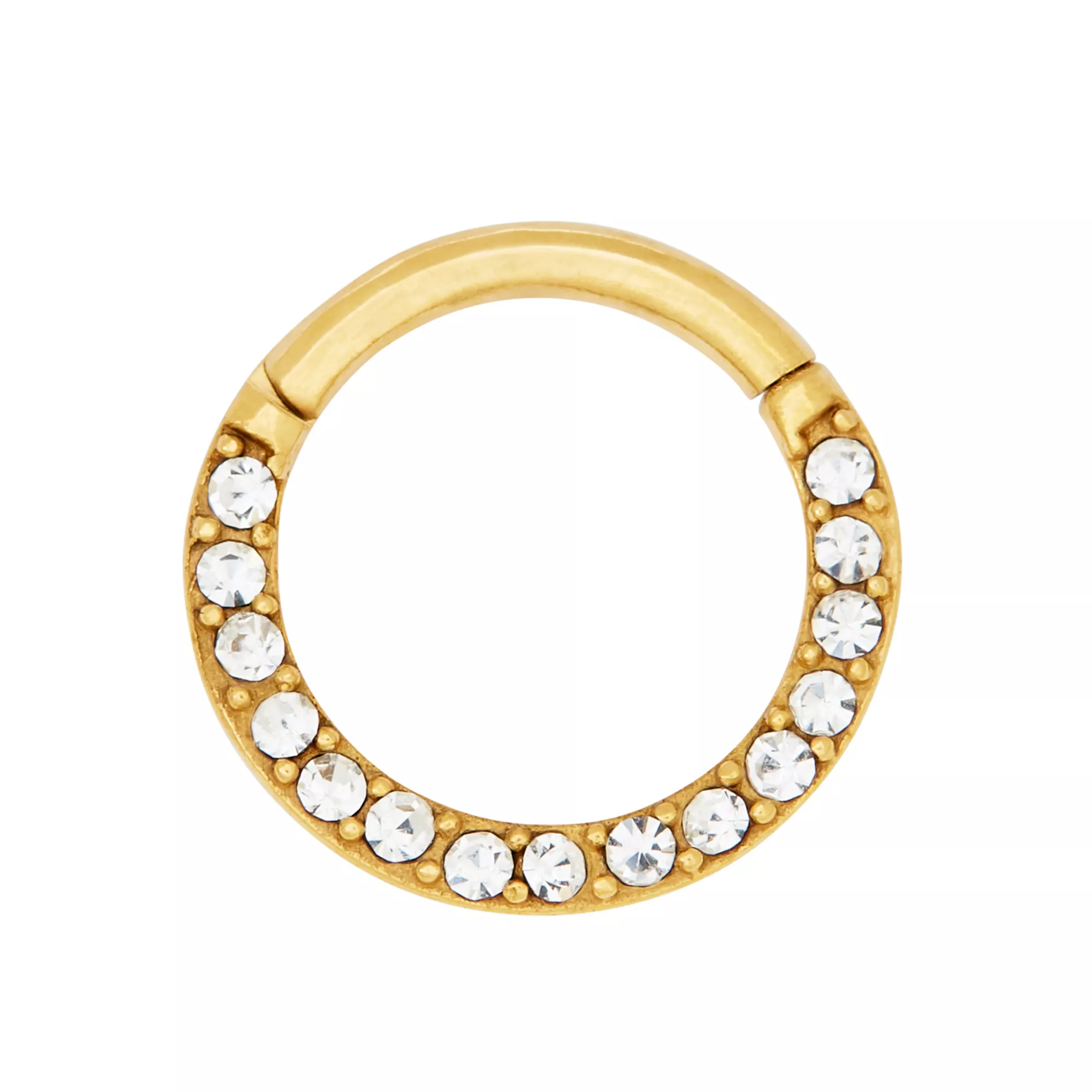 Goldtone CZ Hinged Hoop Nose Ring at Spencer's