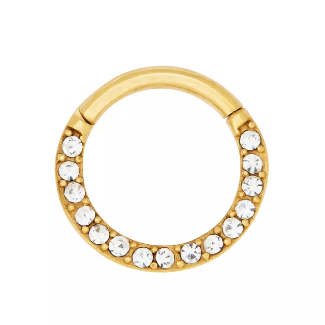 Goldtone CZ Hinged Hoop Nose Ring at Spencer's