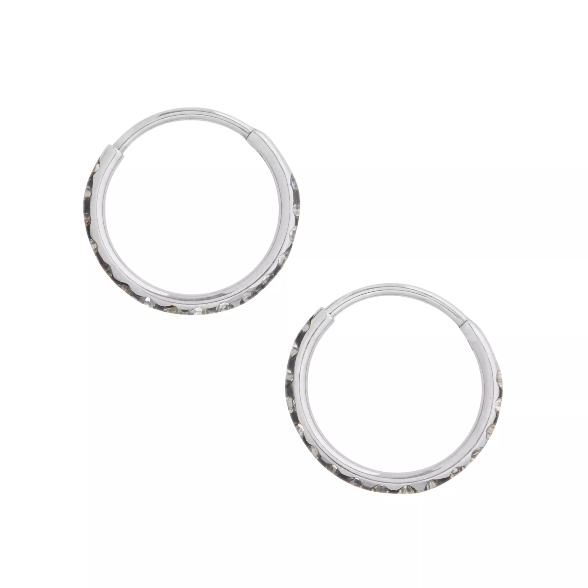 Silvertone CZ Hinge Hoops at Spencer's