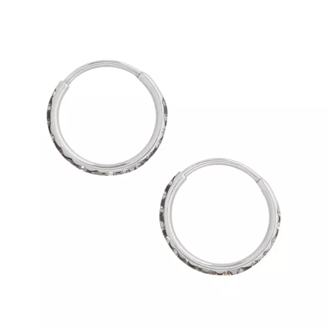 Silvertone CZ Hinge Hoops at Spencer's