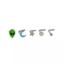 Multi-Pack Alien L-Bend Nose Rings 5 Pack – 20 Gauge at Spencer's