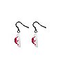 Pink and White Eyeball Dangle Earrings - 18 Gauge