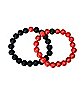 Black and Red Marbled Long Distance Beaded Bracelets - 2 Pack