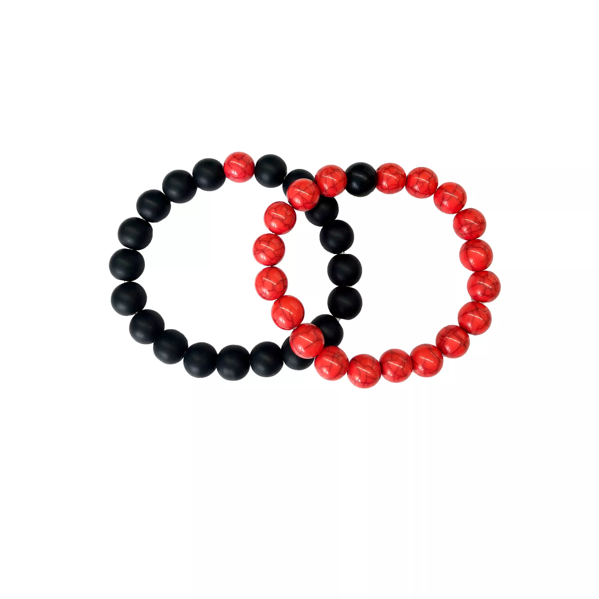 Black and Red Marble Long Distance Bracelets - 2 Pack at Spencer's