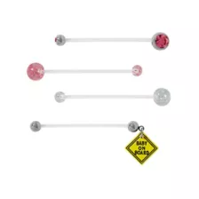 Multi-Pack Pink CZ Baby on Board Barbells 4 Pack – 14 Gauge at Spencer's