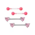 Multi-Pack CZ Nipple Barbells 2 Pair – 14 Gauge at Spencer's