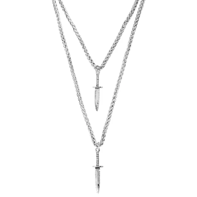Silvertone Layered Dagger Necklace