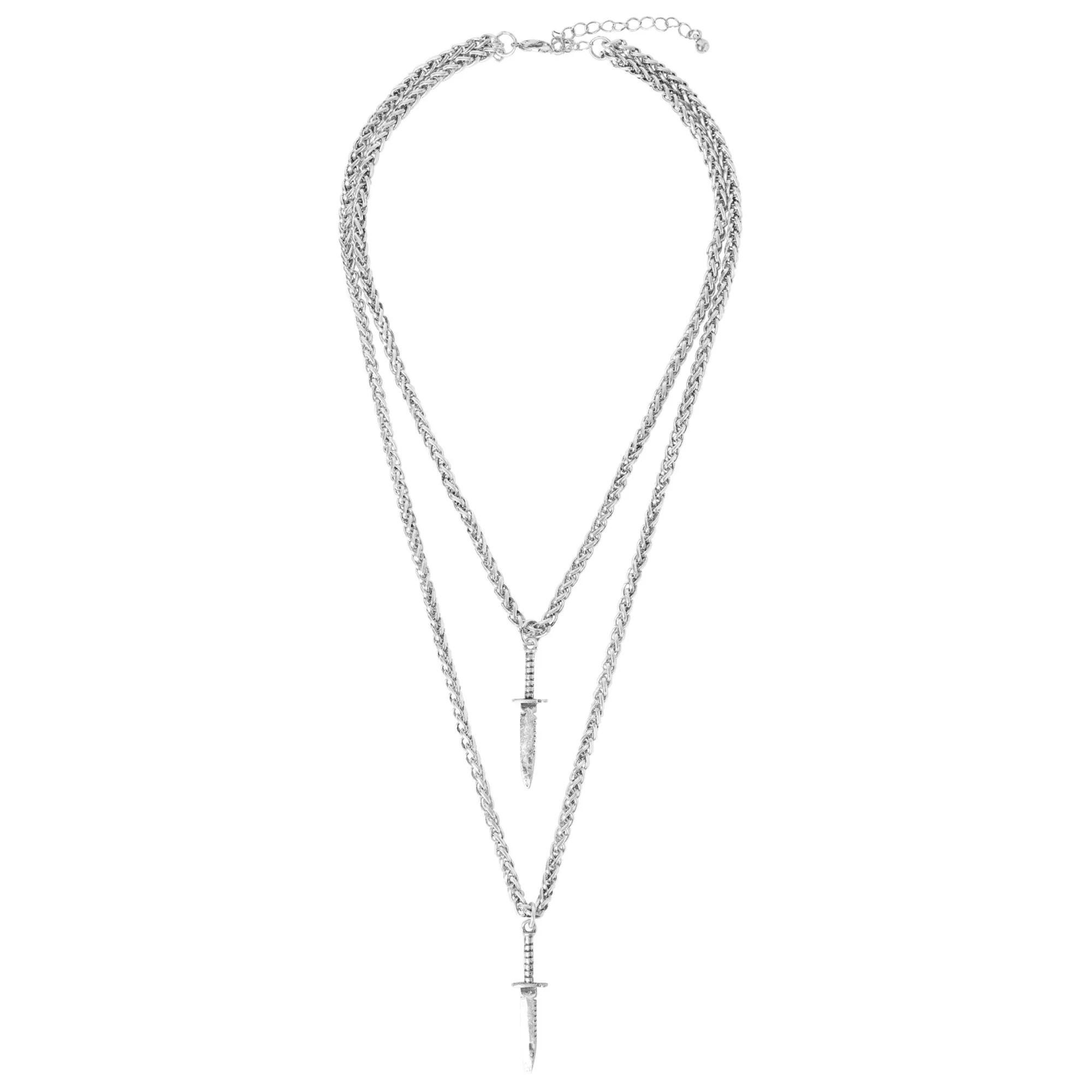 Silvertone Layered Dagger Necklace