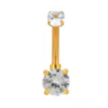 Goldtone CZ Double Gem Effect Belly Ring - 14 Gauge at Spencer's