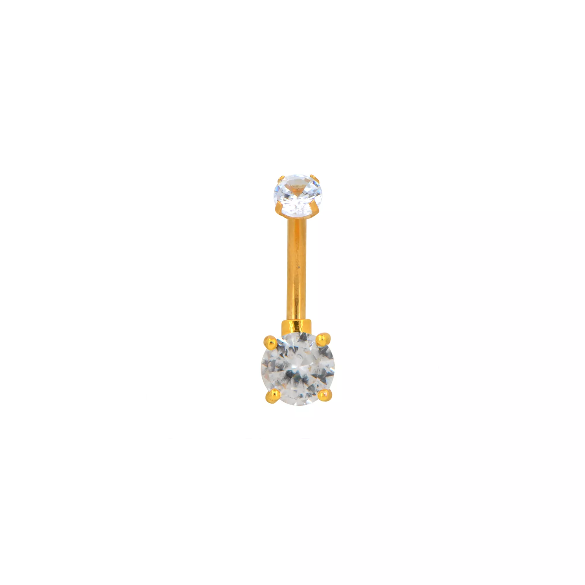Double CZ Gem Gold-Plated Belly Ring - 14 Gauge at Spencer's