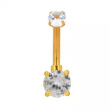 Goldtone CZ Double Gem Effect Belly Ring - 14 Gauge at Spencer's