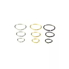 Multi-Pack Goldtone Silvertone Black Hoop Nose Rings 9 Pack - 20 Gauge at Spencer's