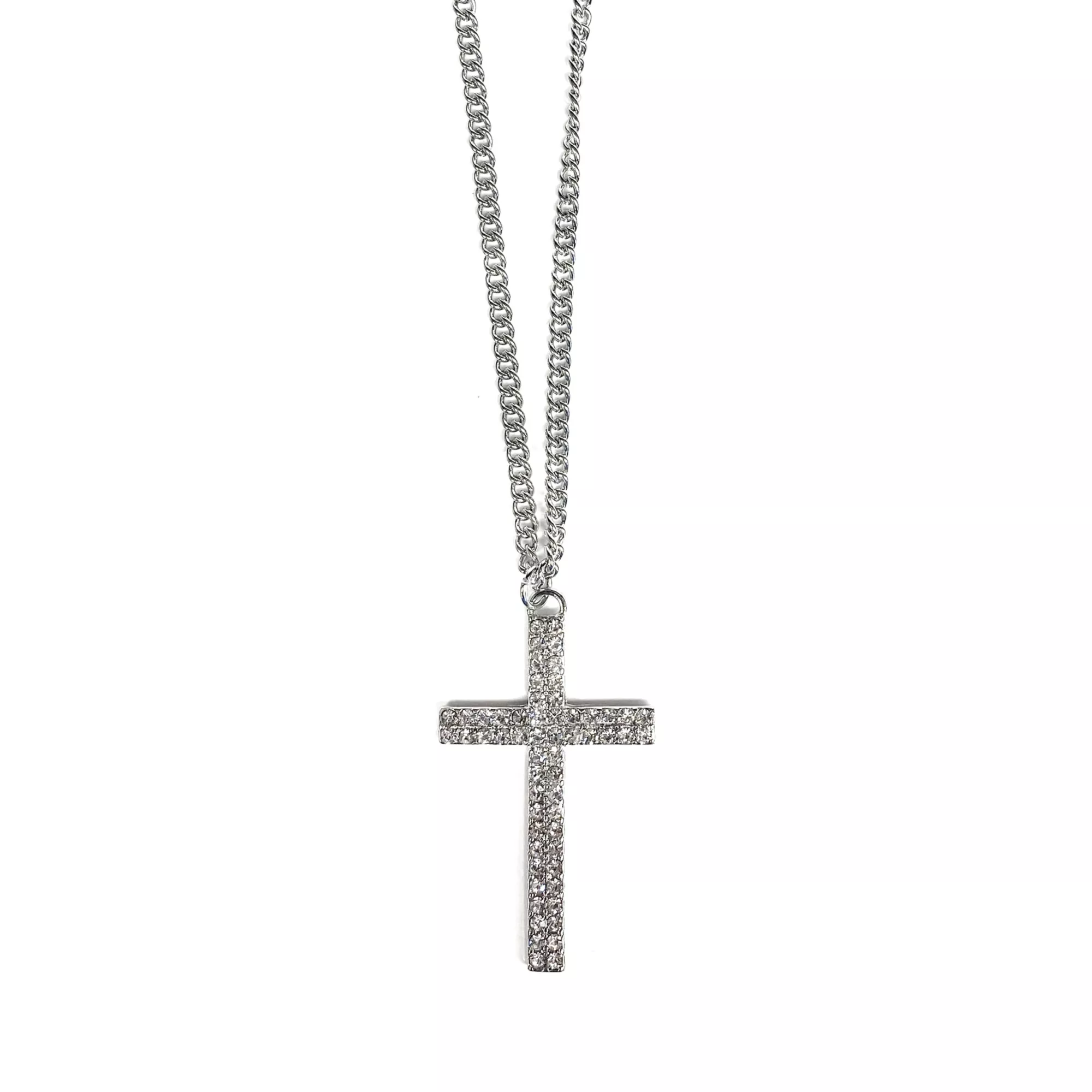 Silvertone Cross Curb Chain Necklace at Spencer's