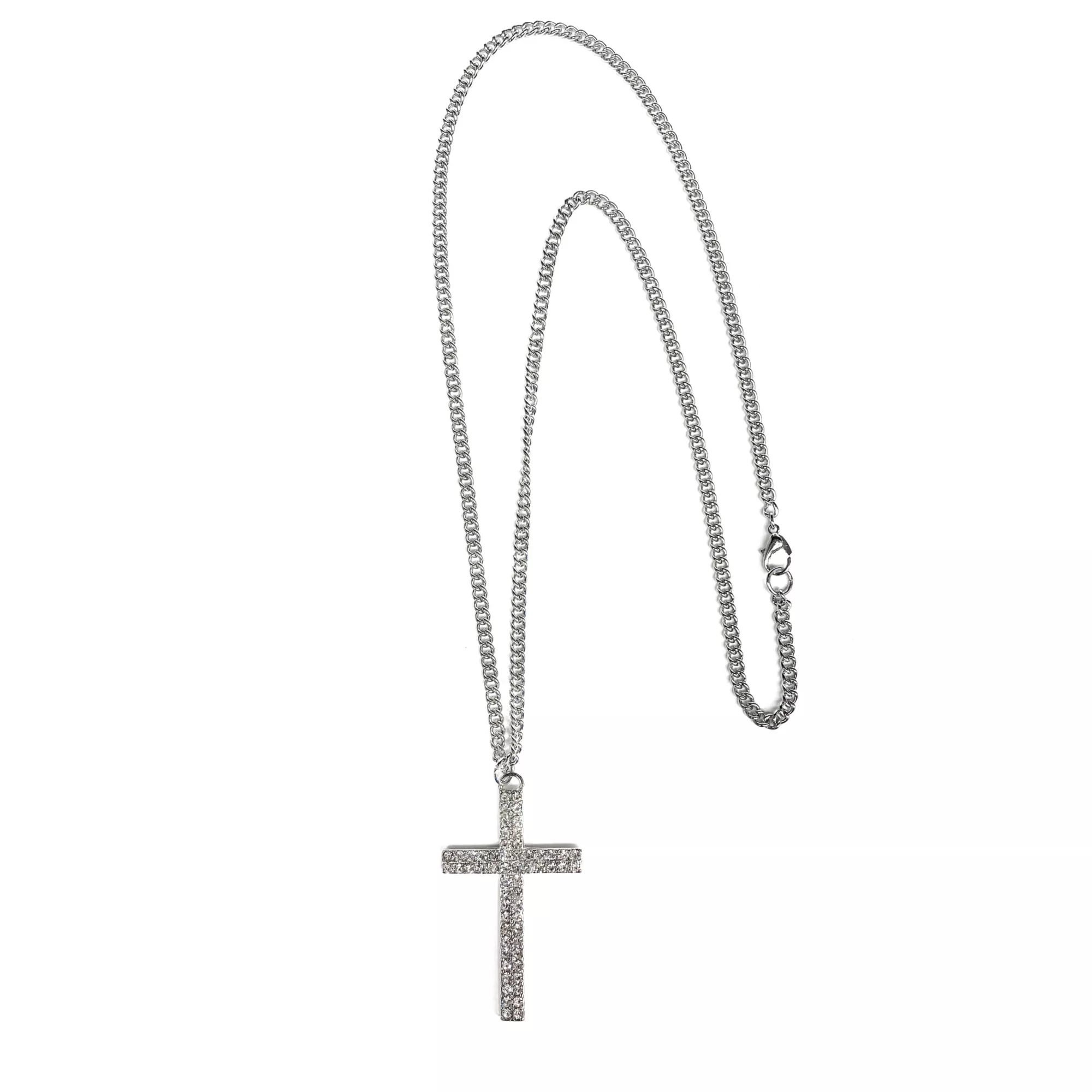 Silvertone Cross Curb Chain Necklace at Spencer's