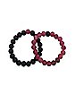 Black and Pink Long Distance Beaded Bracelets – 2 Pack