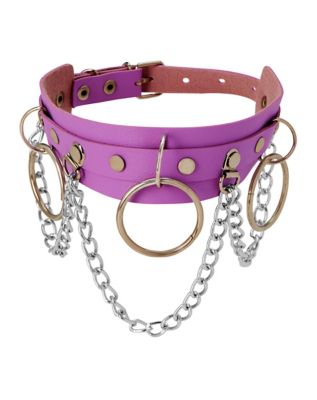 Lavender O Ring Chain Collar Choker Necklace Spencer S