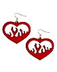 Flame Heart Dangle Earrings